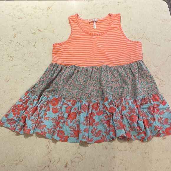 435 by Matilda Jane striped ruffle floral tank SZ 14 - Picture 1 of 6